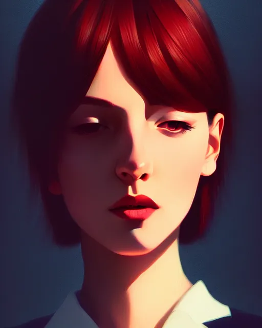 Image similar to a detailed portrait of a woman by ilya kuvshinov, digital art, dramatic lighting, dramatic angle