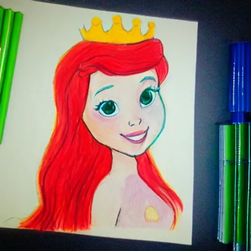 Image similar to child's crayon drawing of ariel