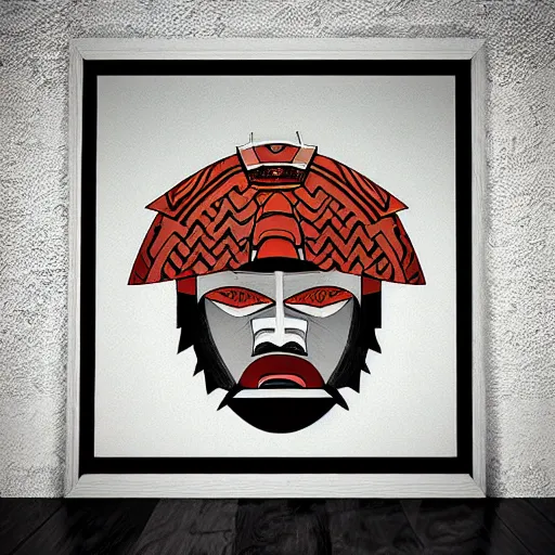 Image similar to samurai helmet, album art, poster, cover art