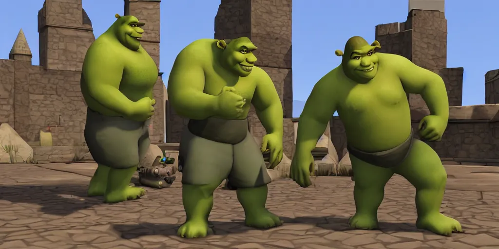 Image similar to shrek in team fortress 2, half life 2, garry's mod