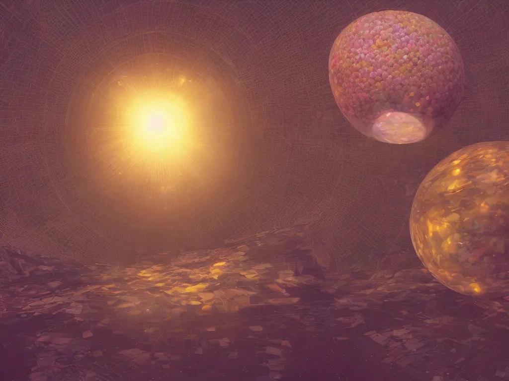 Image similar to 3 d render, sunlight study, the universe is a spheroid region 7 0 5 meters in diameter, art nouveau, by rachel ruysch and ( ( ( ( ( lisa frank ) ) ) ) ), 8 k, sharp focus, octane render