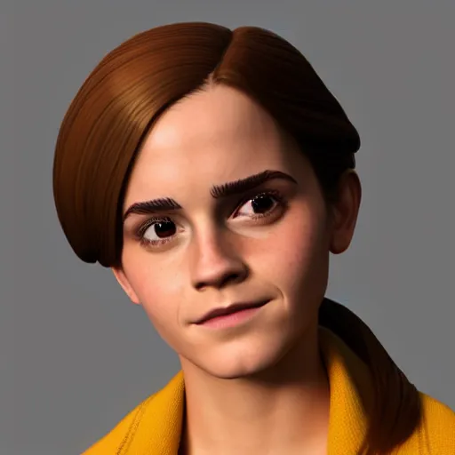 Image similar to emma watson as a pixar character, 8 k, pixar render