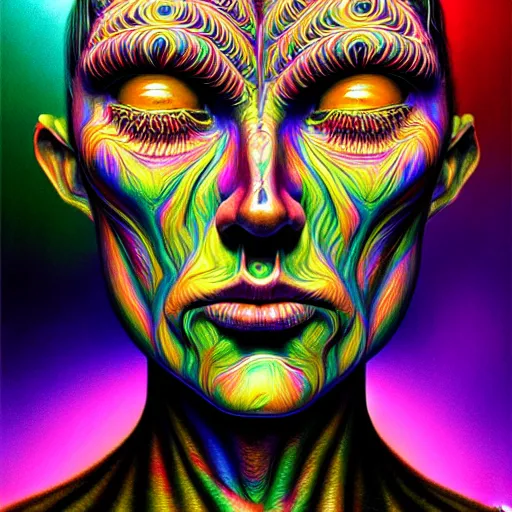 Prompt: An extremely psychedelic portrait, surreal, LSD, face, detailed, intricate, elegant, lithe, highly detailed, digital painting, artstation, concept art, smooth, sharp focus, illustration, art by Jason Edmiston
