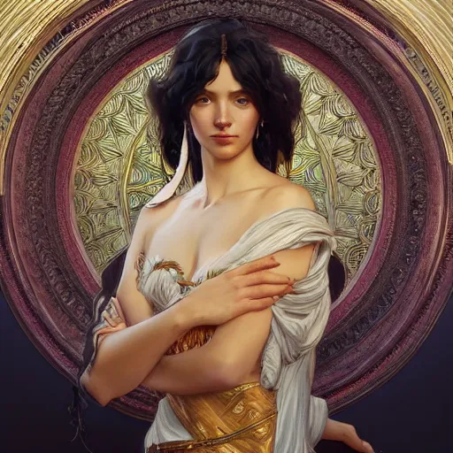 Prompt: perfectly-centered-Portrait of a Goddess, intricate, highly detailed, digital painting, artstation, concept art, smooth, sharp focus, illustration, Unreal Engine 5, 8K, art by artgerm and greg rutkowski and alphonse mucha
