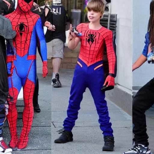 Prompt: Justin Bieber as Spiderman