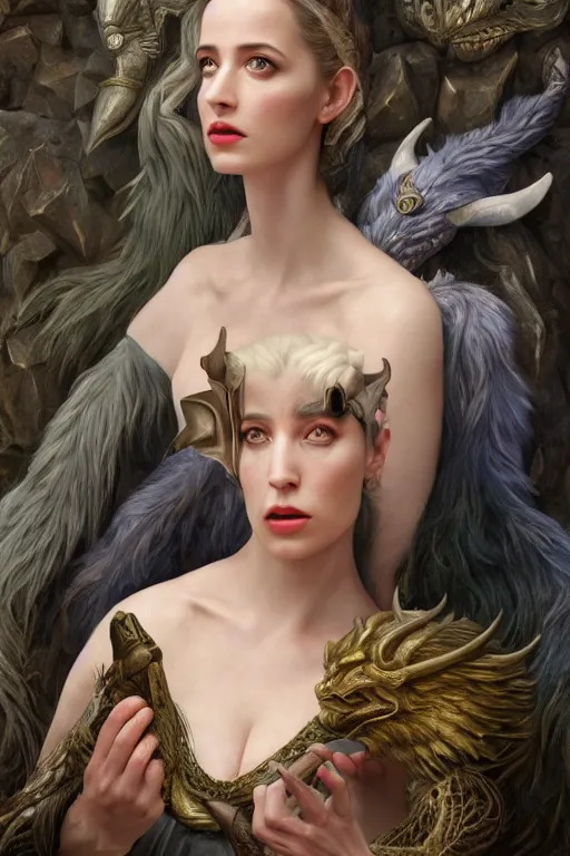 Prompt: A fantasy book style portrait painting of a hybrid, Eva Green, Anya_Taylor-Joy, Cory Chase, as a Mystical Valkyrie, Anubis-Reptilian, Atlantean Warrior, François Boucher, Oil Painting, unreal 5, DAZ, hyperrealistic, octane render, Regal, Refined, Detailed Digital Art, RPG portrait, William-Adolphe Bouguereau, Michael Cheval, Walt Disney (1937), Steampunk, Volumetric Golden dappled dynamic lighting, Highly Detailed, Cinematic Lighting, Unreal Engine, 8k, HD