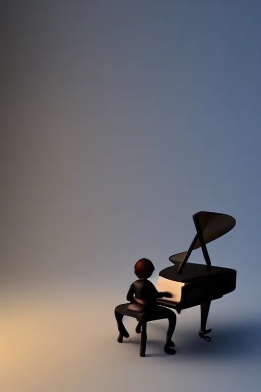 Image similar to a lovely girl playing a piano by pixar, digital 3 d, oct, beautiful, gorgeous, dramatic lighting, rule of thirds, perfect composition, trending on artstation, 4 k