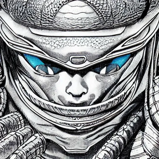 Image similar to close up portrait, intricate, highly detailed, masterful, in the style of moebius, akira toriyama, jean giraud