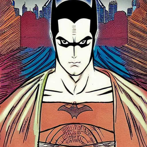 Image similar to batman the prince of night, digital art, utamaro kitagawa, banksy, frank miller style