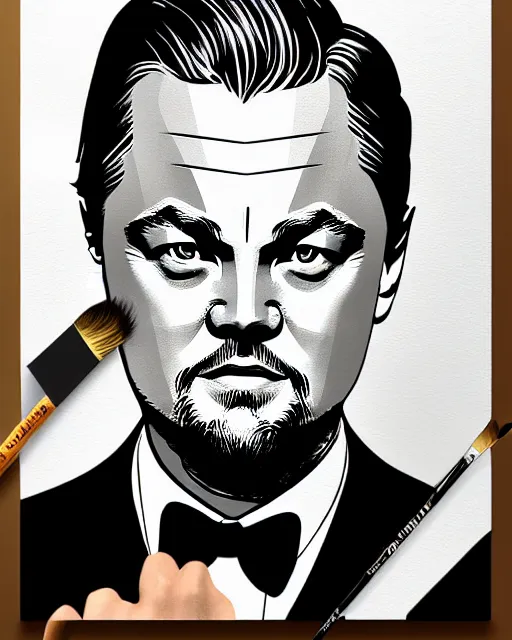 Image similar to painting portrait of leonardo dicaprio as a carp fish, cartoon, warm lighting, leonardo dicaprio has a carp fish body. leonardo dicaprio's face on a carp fish's body movie poster, illustration by bartek fedyczak, erak note, tooth wu, neil richards, kan liu, siwoo kim, jisu choe, trending on art station