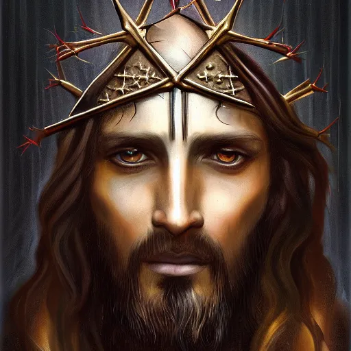 Prompt: portrait of jesus with a lizard head, crown of thorns, cross, christianity, intricate, elegant, highly detailed, centered, grungy, digital painting, artstation, concept art, smooth, sharp focus, boris vallejo