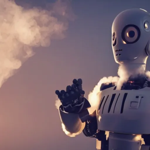 Prompt: we get it you vape, cloud vaping, chappie the robot