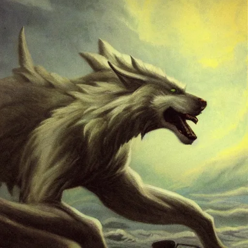 Prompt: fenrir by denis maurice