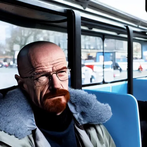 Image similar to Walter white inside a London bus