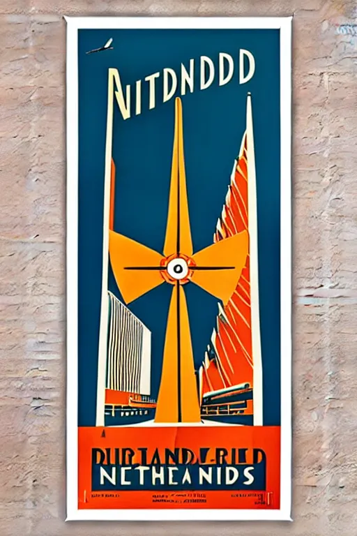 Image similar to art deco travel poster. the netherlands, framed poster