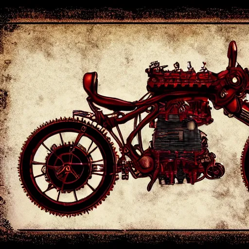 Image similar to kaneda motorcycle, steampunk