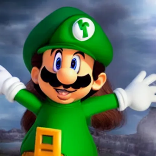 Image similar to stunning awe inspiring johnny depp as luigi from super mario bros, movie still 8 k hdr atmospheric lighting