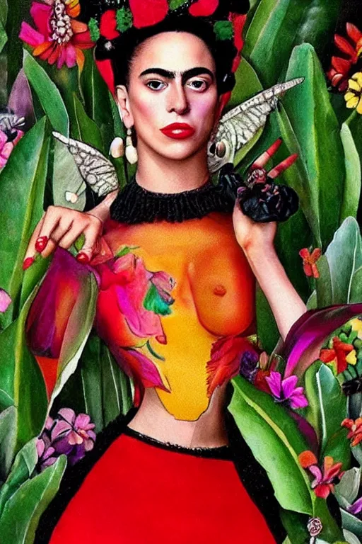 Image similar to Lady Gaga in Frida Kahlo style