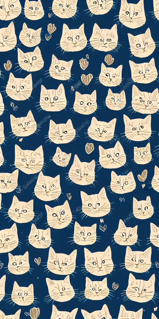 Prompt: seamless pattern of cute cats symmetrical, repeating 3 5 mm photography