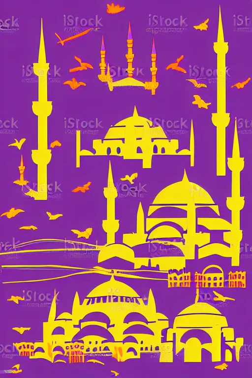 Image similar to minimalist boho style art of colorful istanbul, illustration, vector art