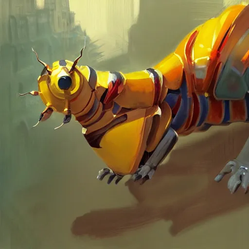 Prompt: greg manchess portrait painting of partially armored caterpillar from alice in wonderland as overwatch character, wacky, medium shot, asymmetrical, profile picture, organic painting, sunny day, matte painting, bold shapes, hard edges, street art, trending on artstation, by huang guangjian and gil elvgren and jesper ejsing