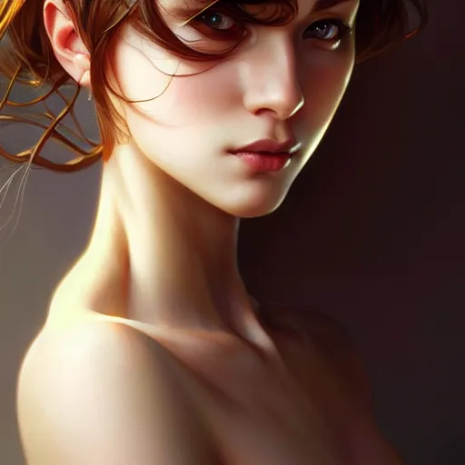 Image similar to beautiful woman, symmetry, portrait, anime!!, fantasy, ultra detailed, elegant, intricate, dynamic lighting, hyperrealism, digital art, digital painting, artstation, wlop, sharp focus, illustration, art by artgerm and greg rutkowski and alphonse mucha, 8 k