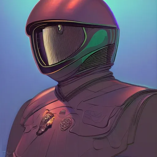 Prompt: self full body portrait of a humanoid raven with a helmet in the shape of a beak. Seafoam and black body armor, digital art, realistic, ultradetailed, concept art in the style of Science Fiction. art by Syd Mead and Moebius, trending on artstation, devianart, cgsociety