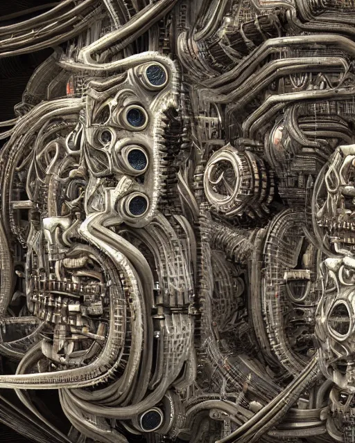 Image similar to video game frame interface by hr giger, biomechanical, 4 k, hyper detailed