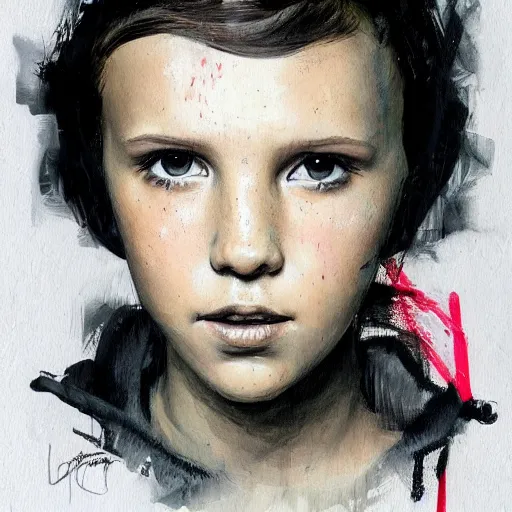 Image similar to portrait of millie bobby brown, artwork by guy denning and charlie bowater,