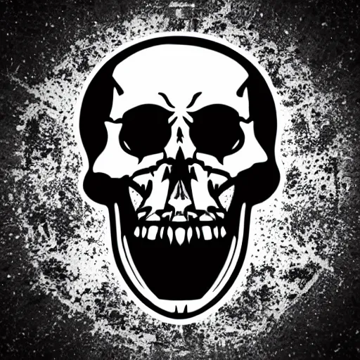 Image similar to death metal themed skull shaped microphone vector logo for a record label, dark, horrorcore, grunge, golden ratio