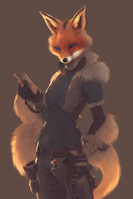 Image similar to a fox fursona, trending on artstation, by kawacy, furry art, digital art, cyberpunk, high quality, backlighting