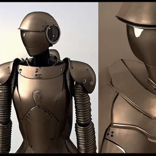 Image similar to robotic armor in a wardrobe, photorealistic, 8K, 3D, !!award-winning!!