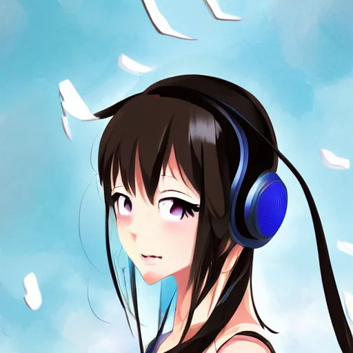 Prompt: portrait of girl listening to music on earphone, anime fantasy illustration by tomoyuki yamasaki, kyoto studio, madhouse, ufotable, trending on artstation