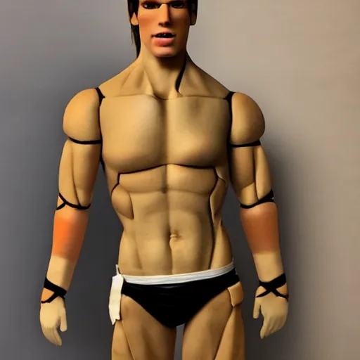 Image similar to muscular buff life sized ken doll also as a male android