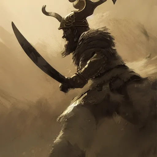 Image similar to viking fighting against a giant in the style of craig mullins, ruan jia, kentaro miura, greg rutkowski, loundraw