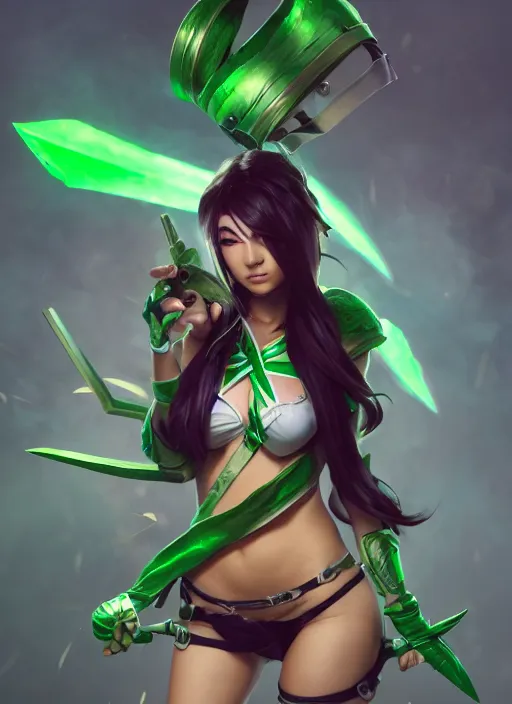 Image similar to dangerous akali, from league of legends, green daggers, nurse costume, hyper detailed, digital art, trending in artstation, cinematic lighting, studio quality, smooth render, unreal engine 5 rendered, octane rendered, art style by klimt and nixeu and ian sprigger and wlop and krenz cushart