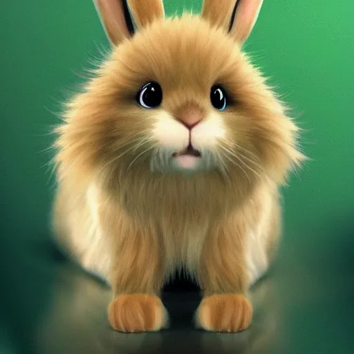 Image similar to cute furry bunny, green eyes, light brown fur, anime, wlop