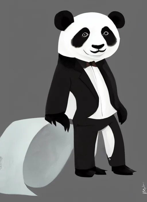 Image similar to a panda, dressed in a suit, elegant, highly detailed, digital painting, artstation, concept art, smooth, sharp focus, illustration, 8 k