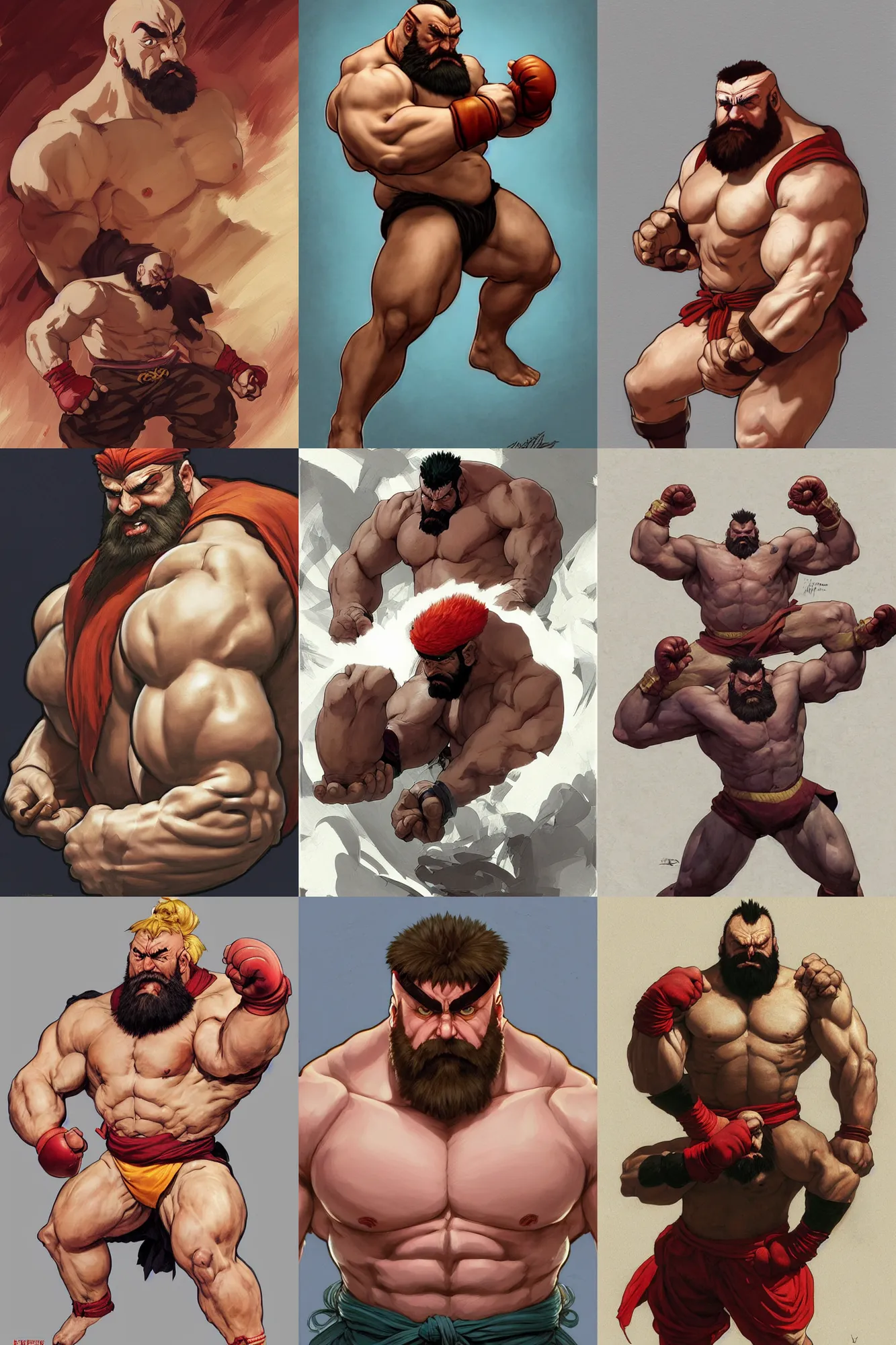 Prompt: street fighter zangief, highly detailed, digital painting, artstation, concept art, smooth, sharp focus, illustration, ArtStation, art by artgerm and greg rutkowski and alphonse mucha and J. C. Leyendecker and Edmund Blair Leighton and Katsuhiro Otomo and Geof Darrow and Phil hale and Ashley wood and Ilya repin and Charlie Bowater