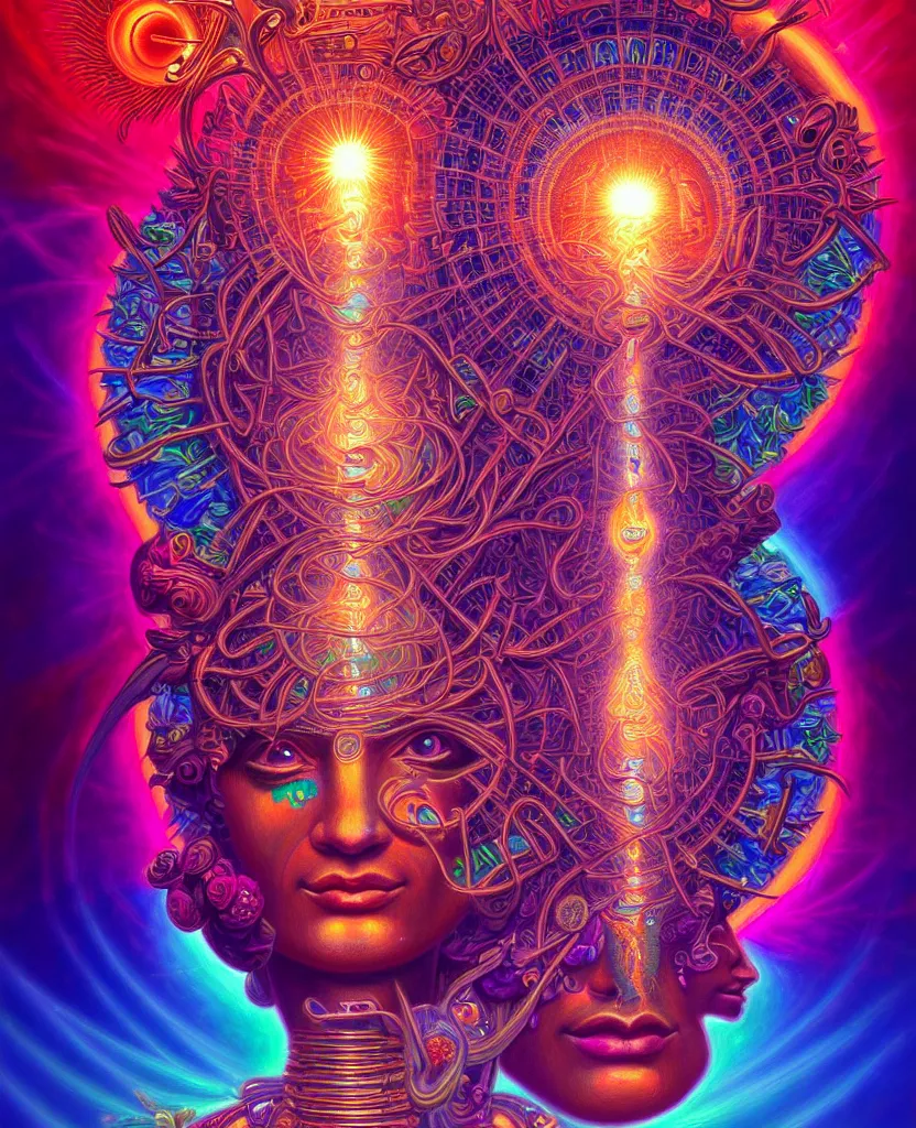 Prompt: a beautiful hyperdetailed painting of divine human spiritual evolution, enlightenment, consciousness, retrowave fantasy, wallpaper, highly detailed, trending on artstation.