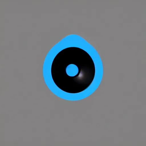 Image similar to 2D digital art of a blue circle with a gray rectangular nose sticking out of it on a white background