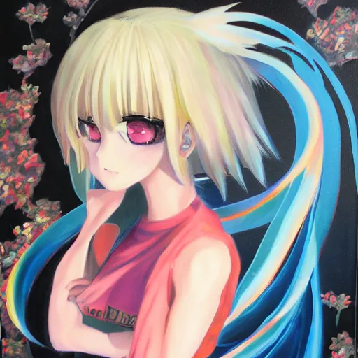 Prompt: y 2 k anime girl, oil on canvas