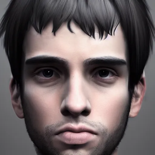 Image similar to photorealistic shot of a very handsome emo!!! guy, portrait!!!!, trending on artstation, polycount contest winner, modern, 4 k photorealism, 4 k photography, 3 5 mm!!!! lens