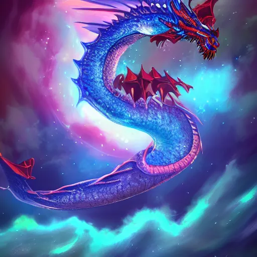 Prompt: HD, cosmic dragon in style of artstation