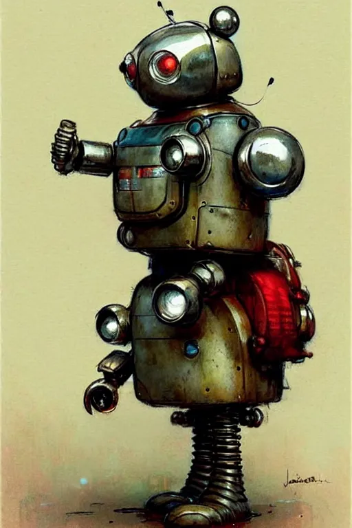 Image similar to adventurer ( ( ( ( ( 1 9 5 0 s retro future android robot fat robot mouse wagon. muted colors. ) ) ) ) ) by jean baptiste monge!!!!!!!!!!!!!!!!!!!!!!!!! chrome red