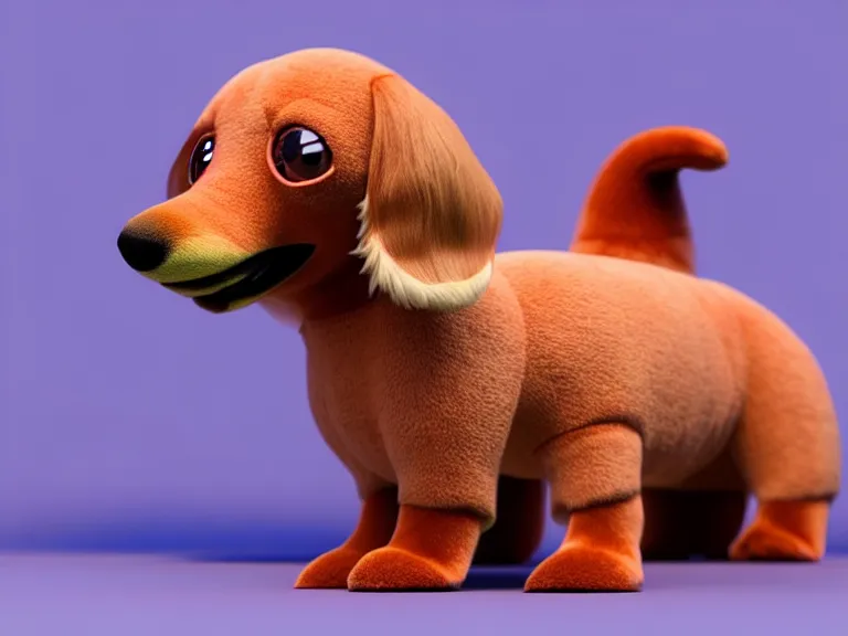 Prompt: high quality 3 d render hyperrealist very cute multipastel very fluffy smooth dachshund plush mascot, photo from the side, vray, smooth in the background, artstation, ultra detailed, octane render