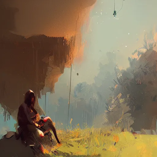 Image similar to a portrait of a character in a scenic environment by Ismail Inceoglu