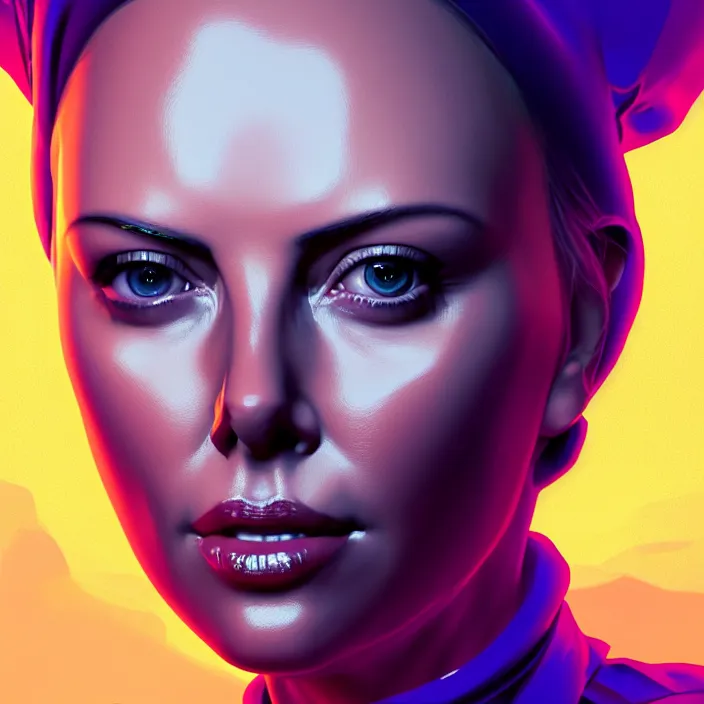 Image similar to portrait of charlize theron as a nurse. intricate abstract. intricate artwork. by tooth wu, wlop, beeple, dan mumford. octane render, trending on artstation, greg rutkowski very coherent symmetrical artwork. cinematic, hyper realism, high detail, octane render, 8 k, iridescent accents