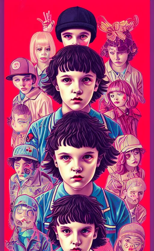 Prompt: kawaii lofi Stranger Things portrait by Tristan Eaton_Stanley Artgerm and Tom Bagshaw,