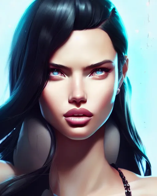 Image similar to portrait of a beautiful adriana lima, art by lois van baarle and ross tran and sam yang and ilya kuvshinov and guweiz, digital art, high detail, sharp focus, unreal engine 5, trending on artstation, deviantart, pinterest, victorias secret, 4 k uhd image